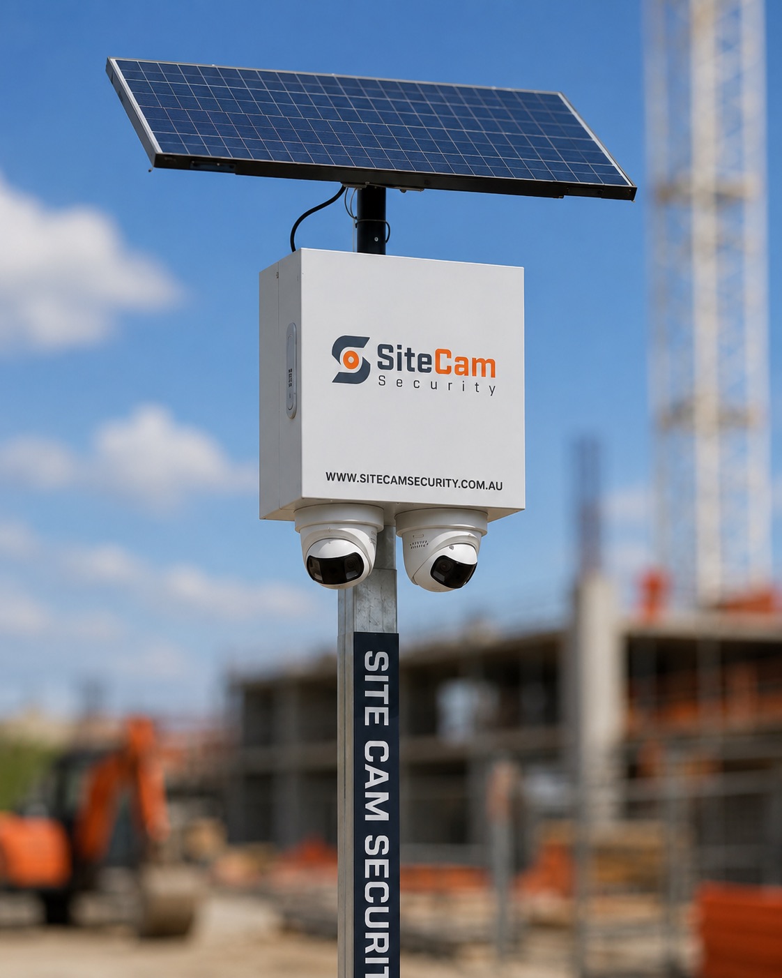 SiteCam Security dual-camera solar unit close up on site