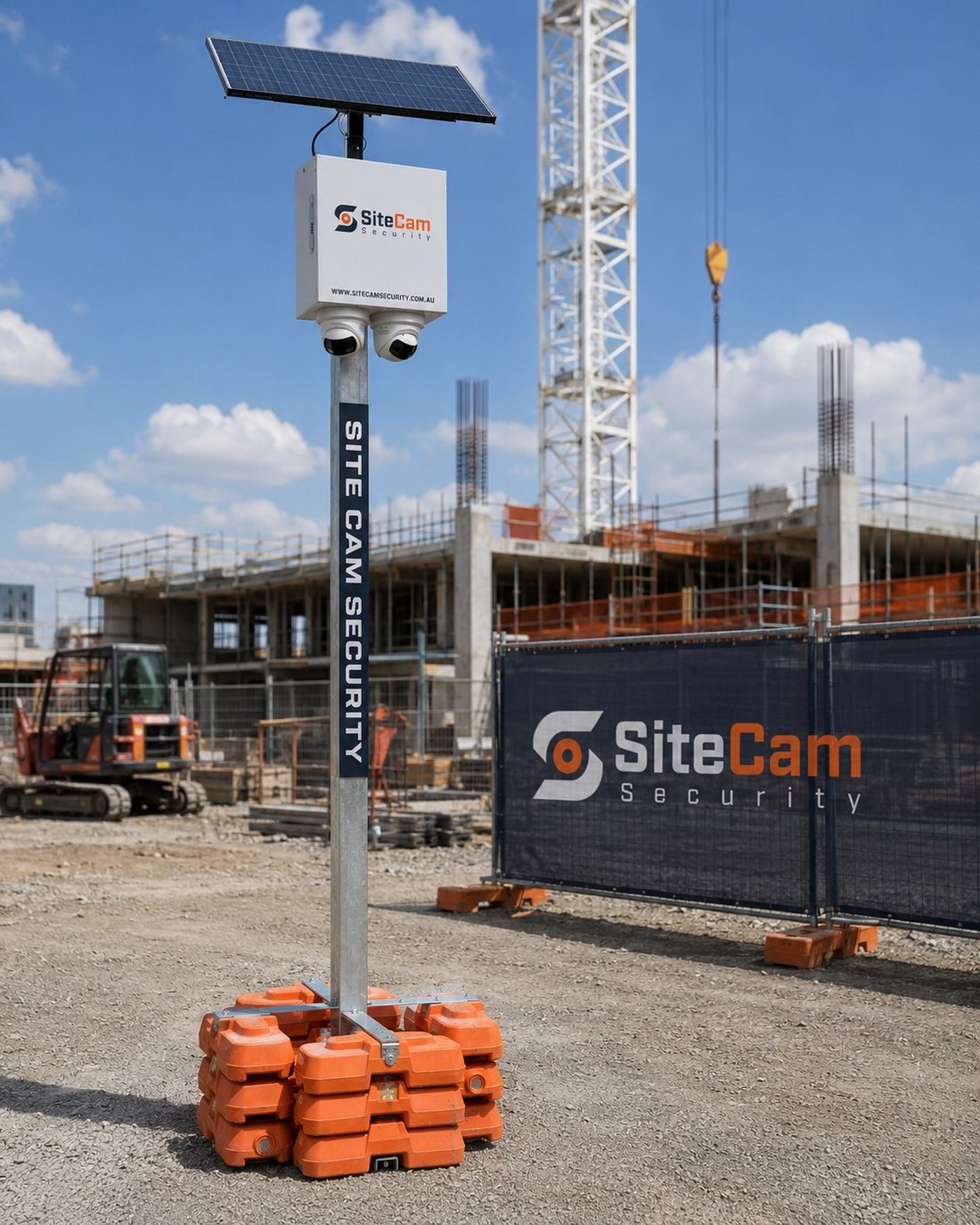 Site Cam unit on a portable weighted base